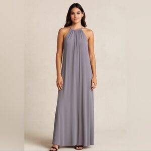 Gray Halter Minimalist Bridesmaid Dress